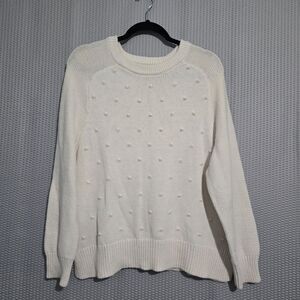 Old Navy Womens Bobble Tight Knit Polka Dot Ivory Sweater Size XLP Coquette